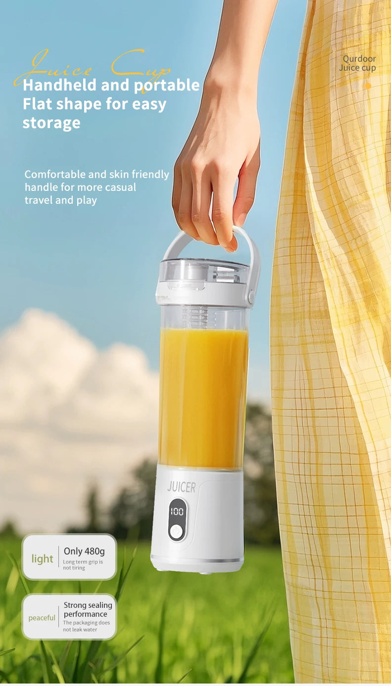 Electric Portable Blender Wireless Rechargeable USB Fruit Blender 600ML Kitchen Mixer Machine Traveling Juicer Cup Fruit Blender