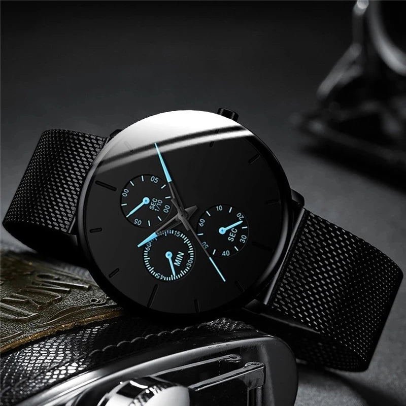 New Women Luxury Watches for Men Business Casual Ultra Thin Clock Male Stainless Steel Mesh Belt Quartz Watch relogio masculino
