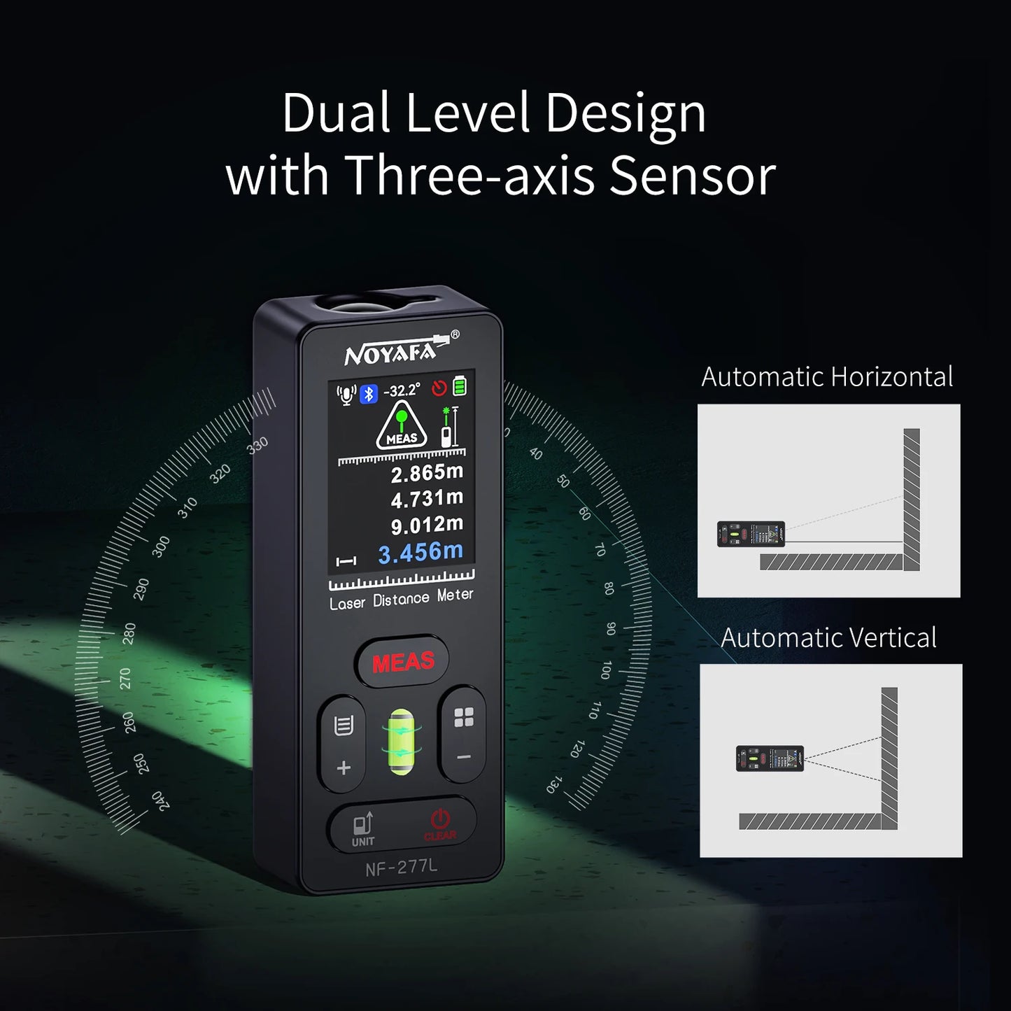 NOYAFA Green Light Laser Rangefinder High Accuracy Laser Distance Meter 60/100M Professional Laser Meter with Laser Crosshair