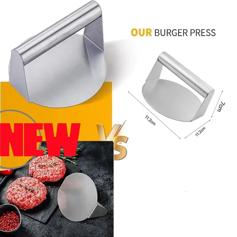 Stainless Steel Hamburger Patty Maker Crushing Hamburger Press Round Meat Pressing Tool Kitchen Stainless Steel Meat Pie Mold