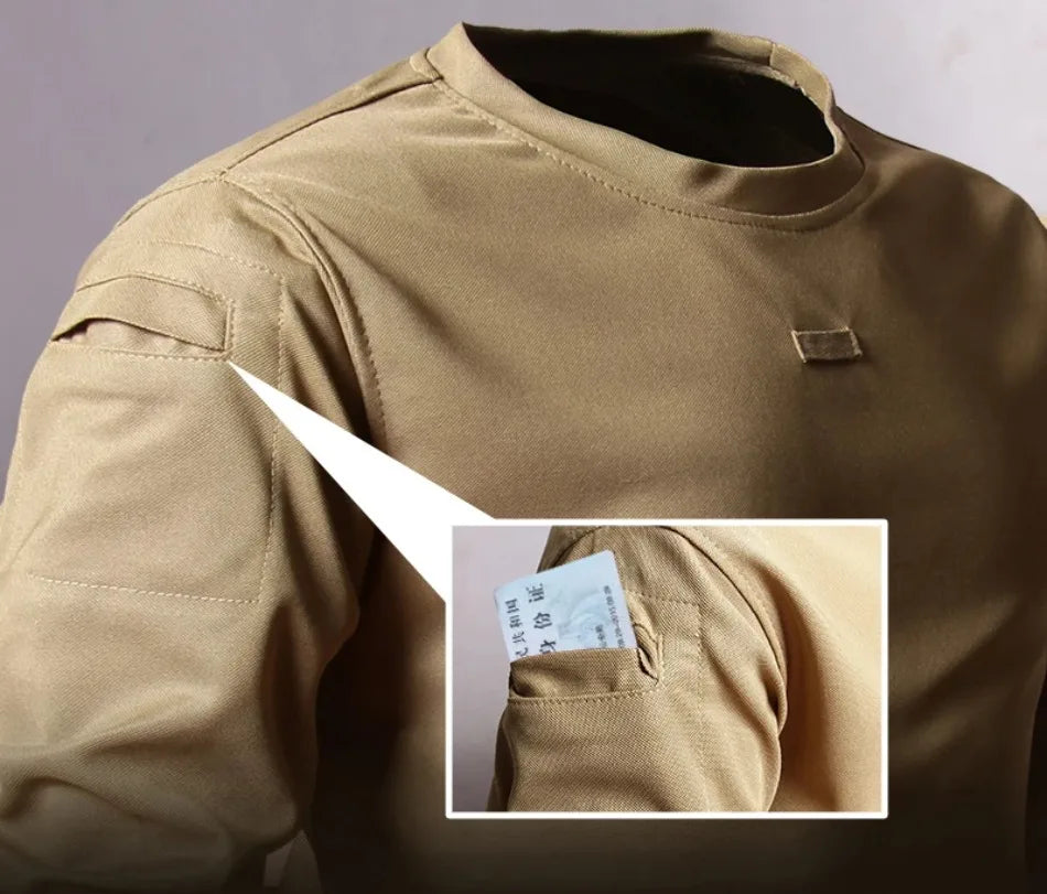Spring Training Tactical Top Mens Elastic Wear-resistant Outdoor Sports Long Sleeved T-shirt Quick Drying Slim Round Neck Shirt