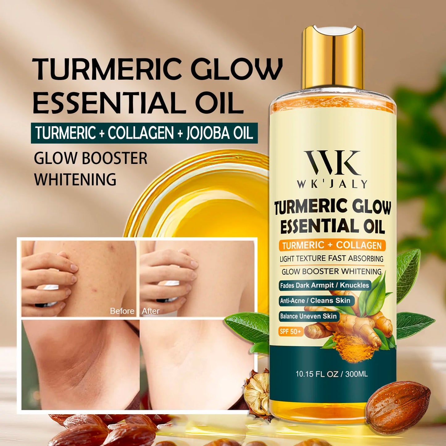 WK JALY Whitening Skin Care Set, Moisturize With Collagen, Glutathione, Natural Turmeric, Remove Acne, Dark Spot, Even Skin Tone
