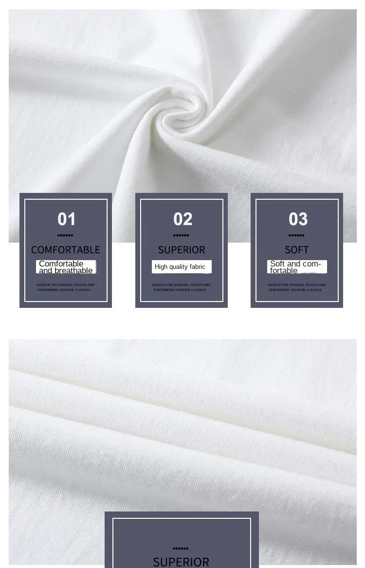 Fashionable Men's White 100% Cotton T-Shirt Golf Wear Men Short Sleeve Tee Solid Color O Neck Casual Summer Undershirt Tee Top