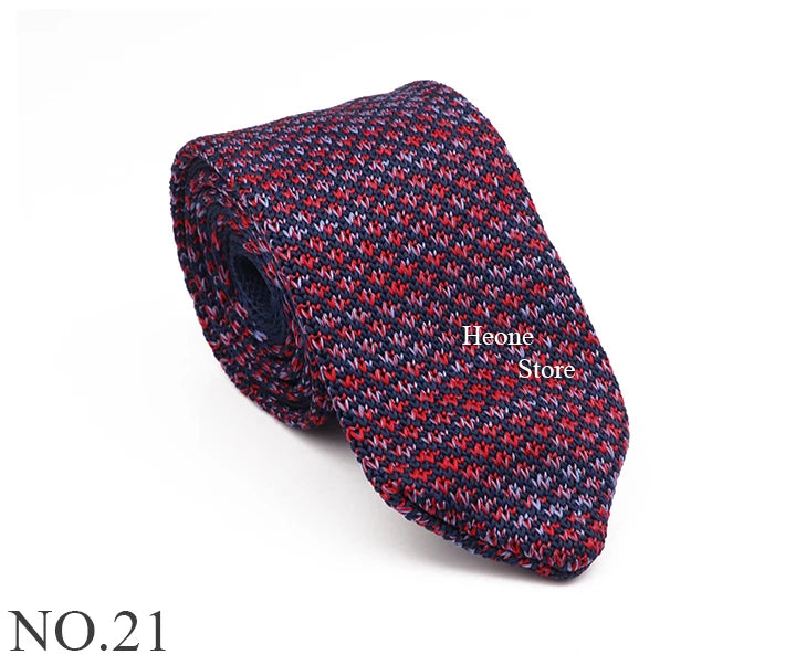 New Mens Knitted Ties Classic Striped Skinny Necktie For Business Wedding Party British Style Necktie Winter Neck Wear Accessory