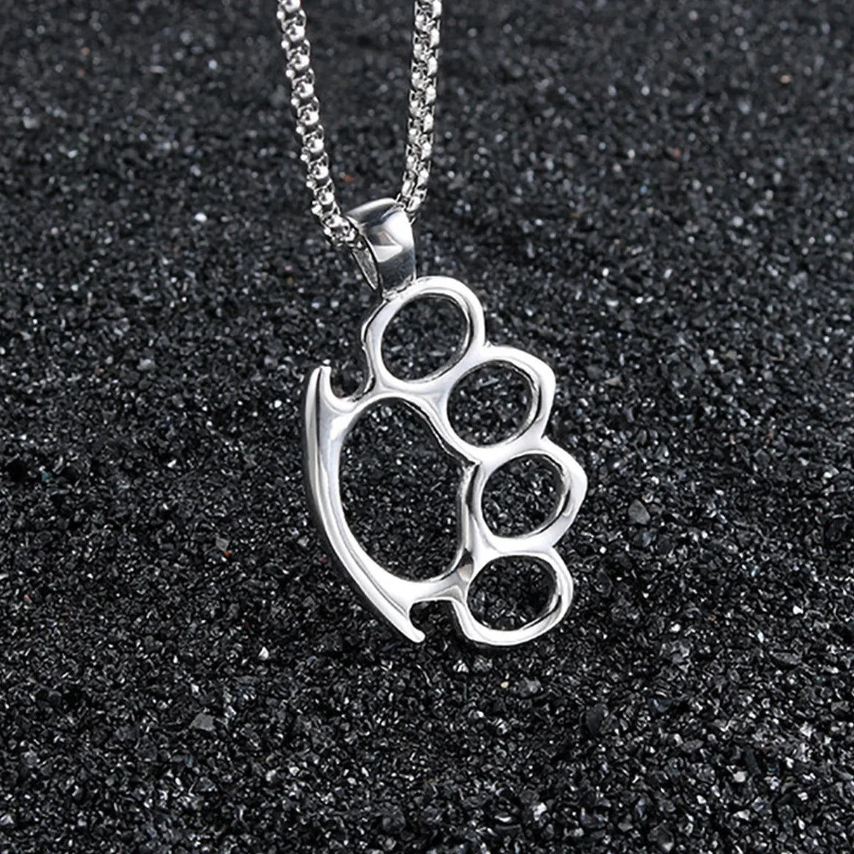 Brass Knuckles Pendant Necklace for Women Men Neck Chain Vintage Summer Goth Jewelry Trend Accessories Holiday Gifts