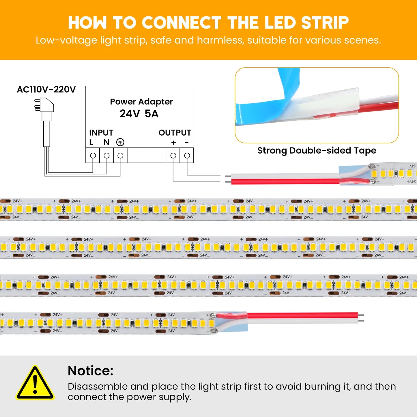 5M 10M LED Light Strips 12V 24V SMD 2835 120 240LEDs/m Home Lamp Strip Flexible LED Ribbon Tape Soft Lamp Bar 3000K 4000K 6000K