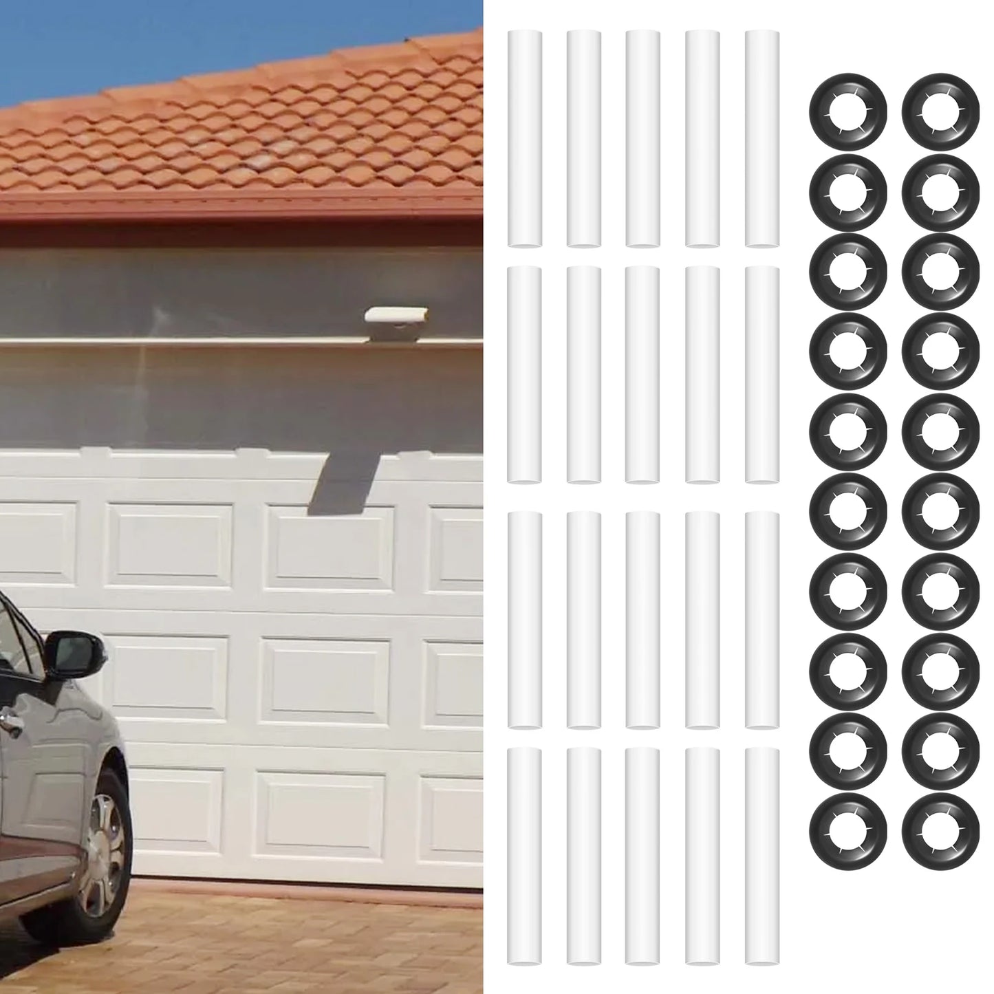 20Pcs Garage Door Hinge Quiet Roller Sleeves ABS Barn Door Hinge Rollers Noise Reducing Carpark Doors Wheels Easy to Use Depot