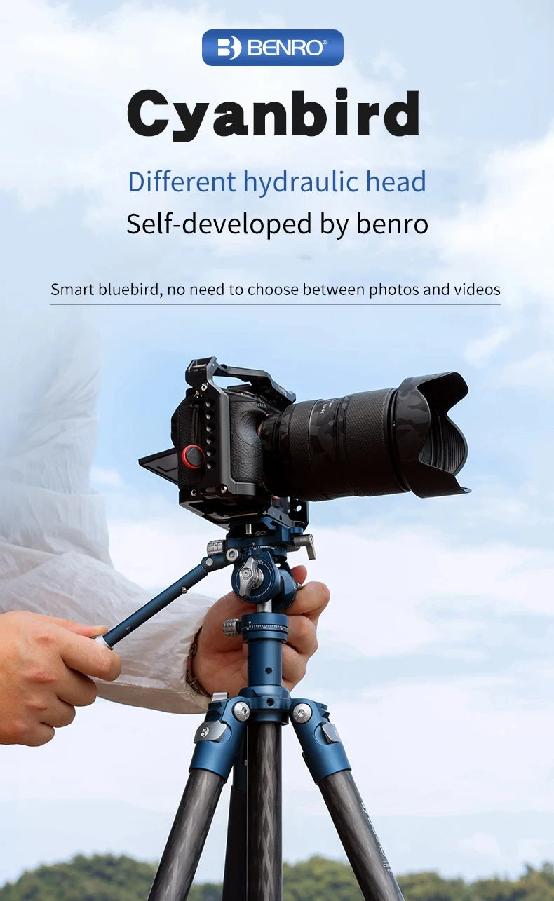 Benro CyanBird Blue bird Carbon Fiber Tripod CB259AFK/CFK/258 Camera SLR Stand Aluminum head Micro Single Handle hold W/FS20PRO