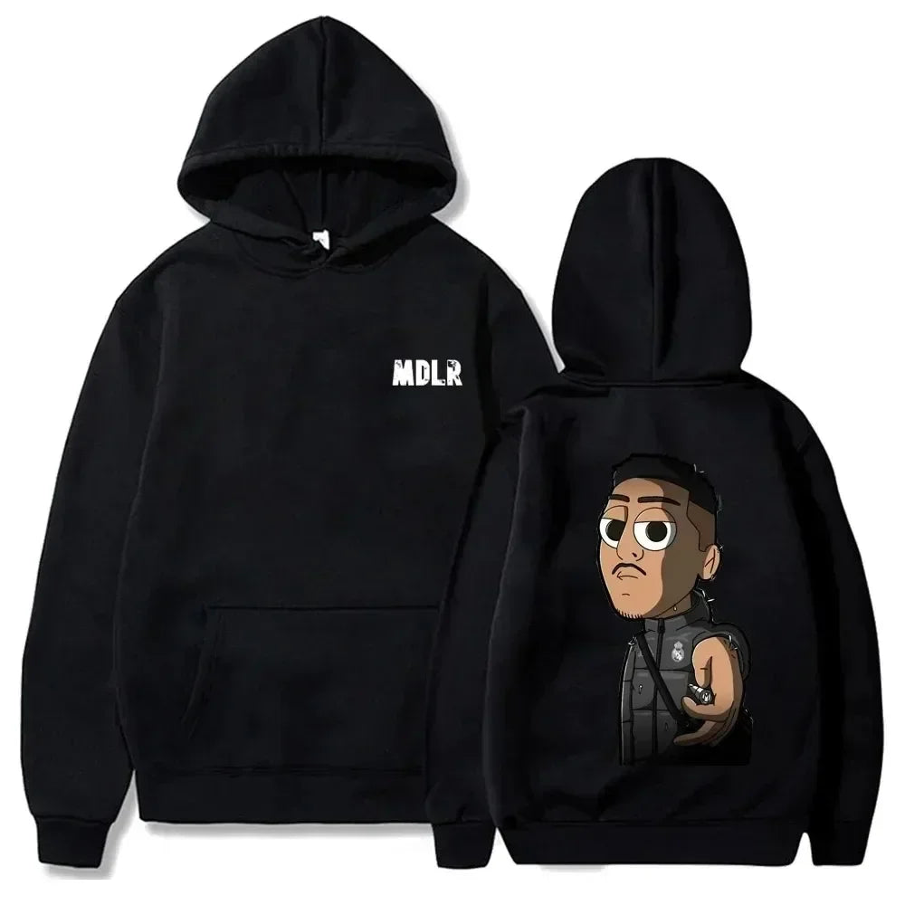 Mdlr Print Hoodies Women Fleece Sweatshirt Hip Hop Casual Hoodie Vintage Pullovers Loose Y2k Clothes Women Sweatshirt
