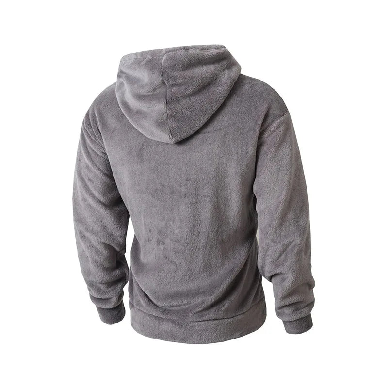 Autumn Winter Fashion Men's Hoodies Casual Trendy Solid Color coral fleece Long Sleeve pullover Loose Sweatshirts Male Hoodies