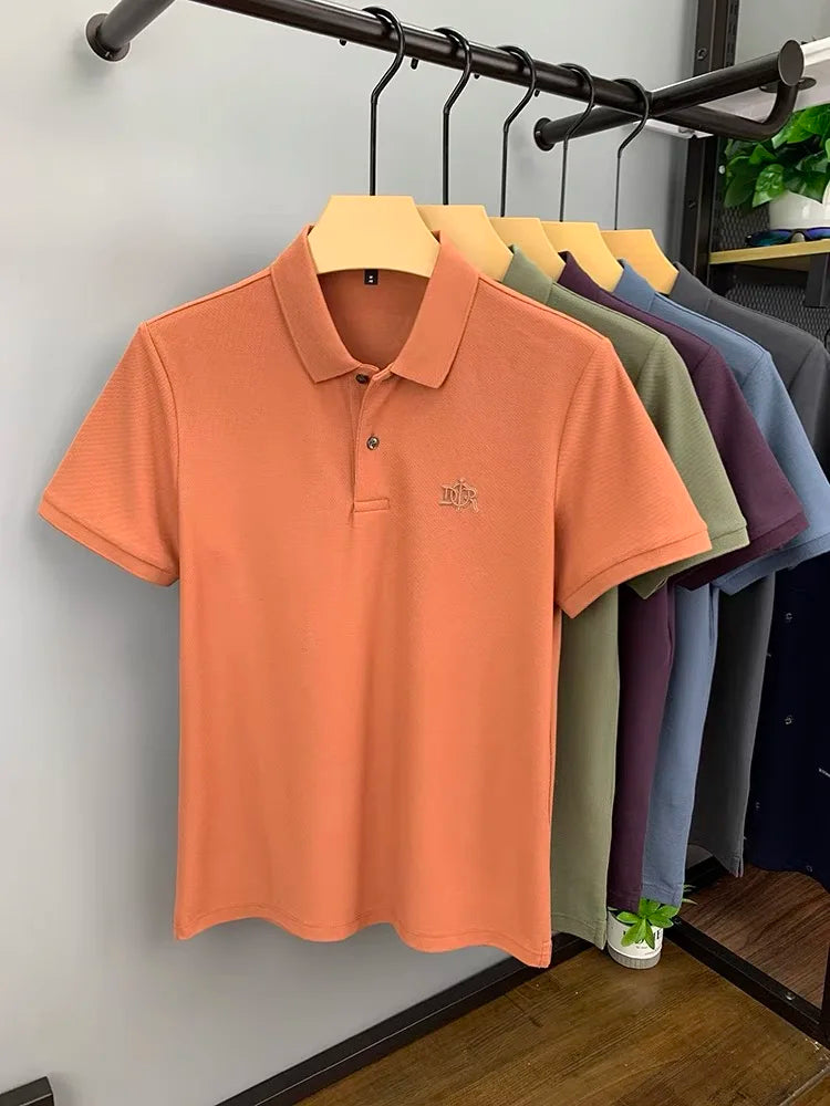 100% pure cotton men's short sleeved polo shirt summer fashion casual top comfortable and breathable high-quality lapel T-shirt