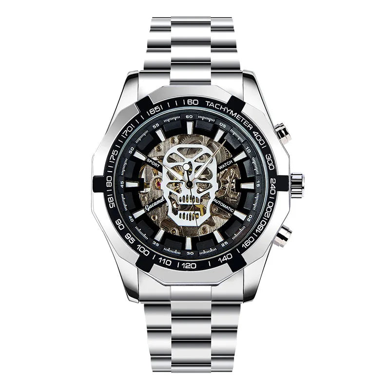 Automatic mechanical watch, fashionable hollow gold automatic mechanical watch, hot-selling business skull watch
