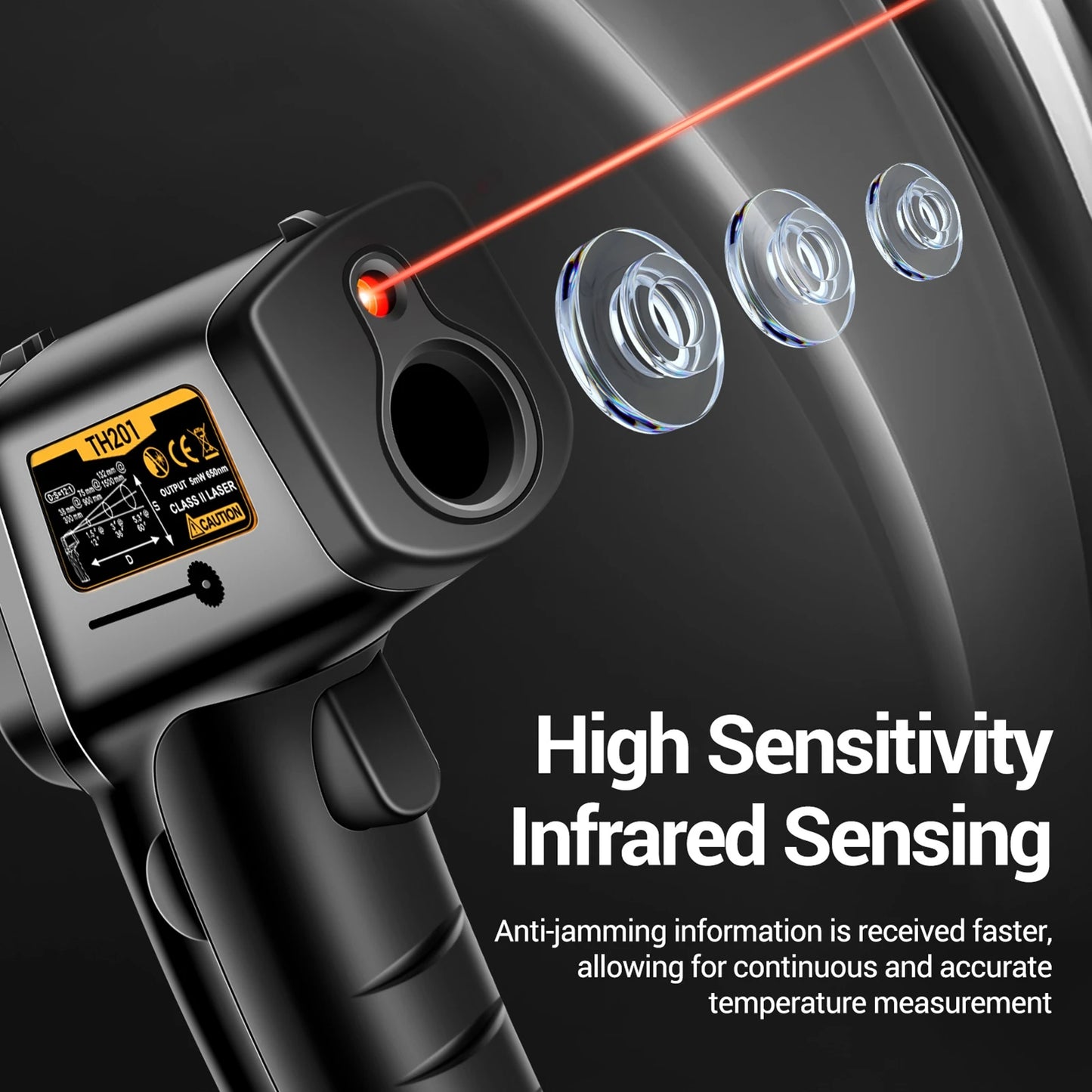 ANENG TH201 Digital Infrared Thermometer Gun Non-Contact Laser Thermometer High Accuracy Industrial Infrared Thermometer