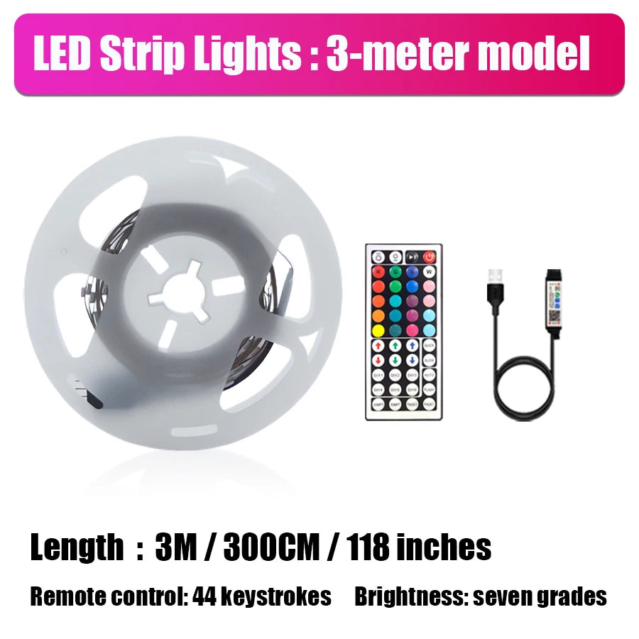 Smart LED Strip Lights, with Wireless Infrared Remote Control, Color Changing & Music Sync with App Control and Remote, USB Powe