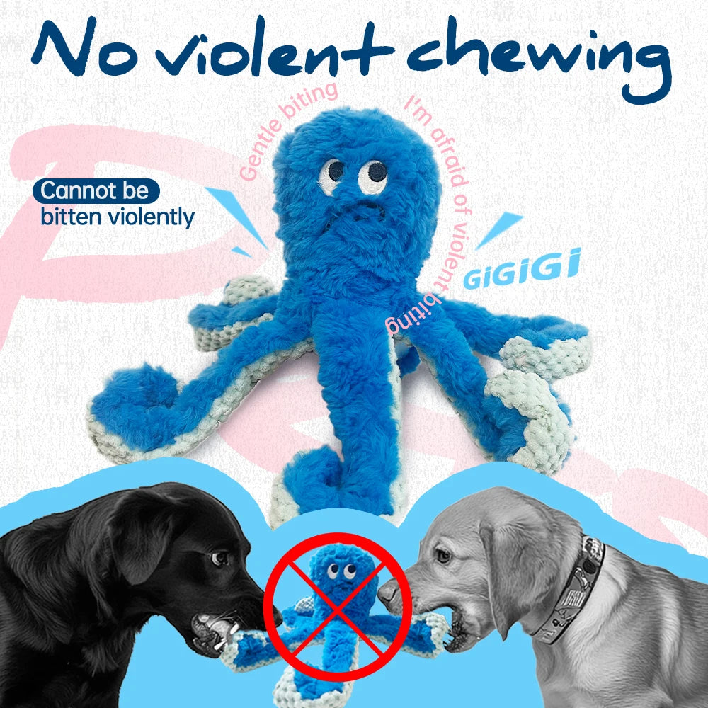 Octopus Pet Plush Toy Cat Dog Squeaker Squeaky Octopus Toy Bite Resistant Puppy Interactive Training Teeth Cleaning Chew Toys
