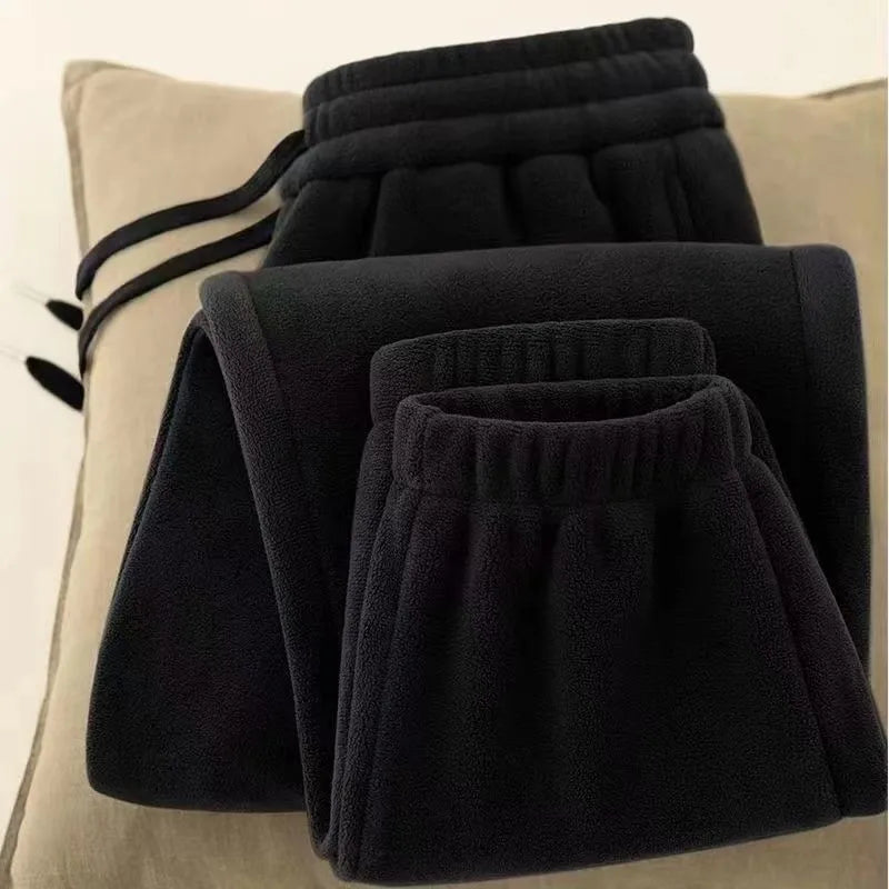 Double-Sided Fleece Men's Casual Thickened Loose Winter Sweatpants Warm Sporty Loose Fit Youthful Style  Color Long Trou...