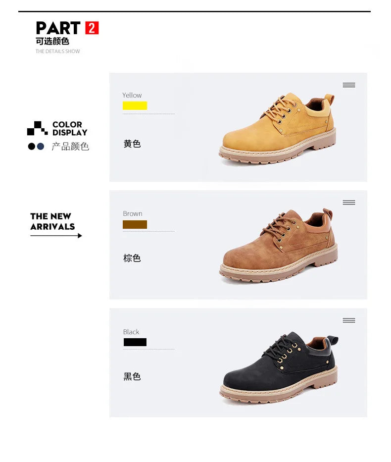 Fashion Men's Leather Shoes England Style Formal Shoes for Man Non Slip Ankle Boots Outdoor Waterproof Casual Tim Work Land Shoe
