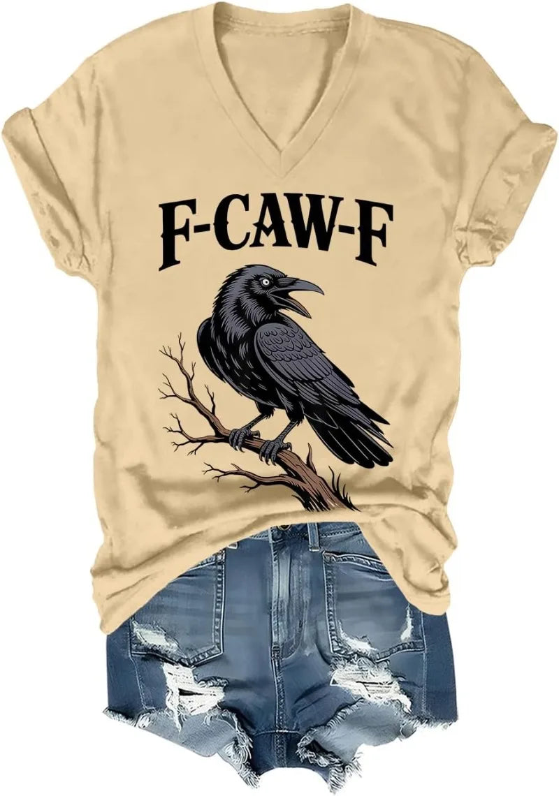 F Caw F T Shirt Women Men Fcawf Crow Graphic Tee F-Caw-F Crow Shirt Graphic T Shirts Women Clothes