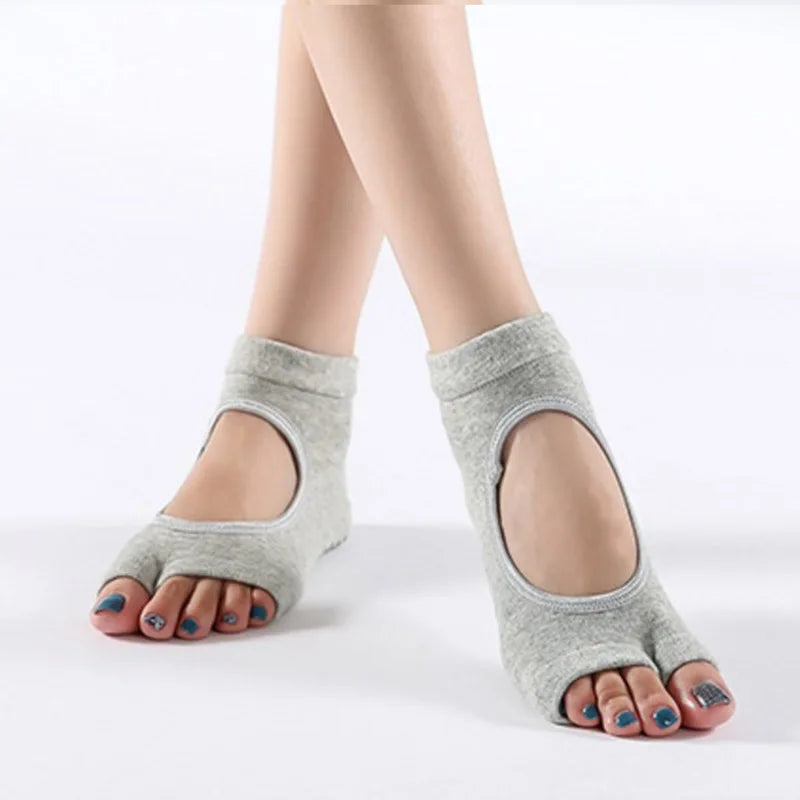 Women Two Toe Non Slip Quick Dry Cotton Yoga Socks Pilates Ballet Dance Anti Skid Sport Socks For Fitness Workout Training