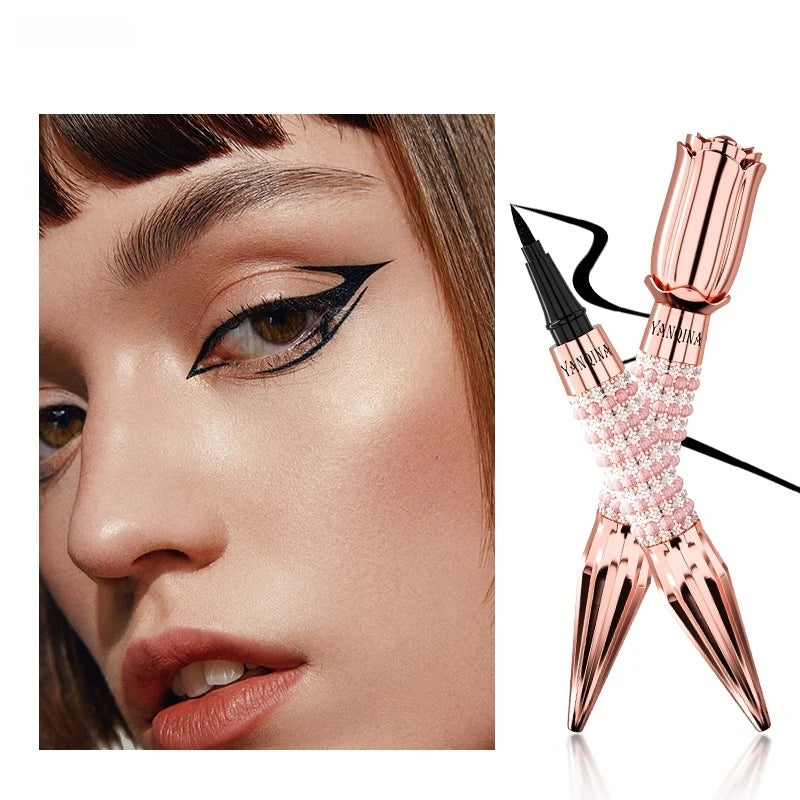 Yanqina Precision Liquid Eyeliner - Long-Lasting, Waterproof, Transfer-Proof, Quick-Drying Black Eyeliner with a Shiny Design