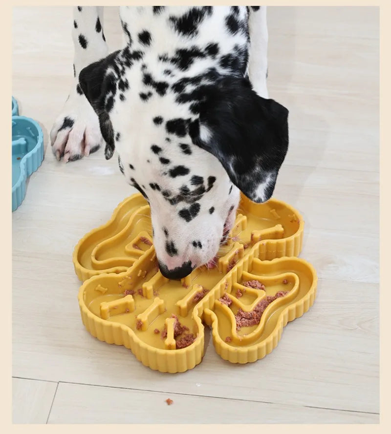 Portable TPR Dog Food Bowl Training Slow Feeder Dogs Bowl Dry Wet Separation Pet Bowls Licking Bottom Suction Cup Pets Supplies