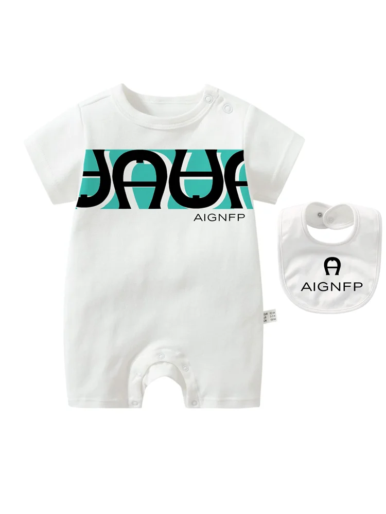 Trend Baby Clothes %100 Cotton Newborns Jumpsuit 2025 Hot Sale New Toddler Boy Rompers Soft Bib scarf Burp cloth Infant 2Pcs Set