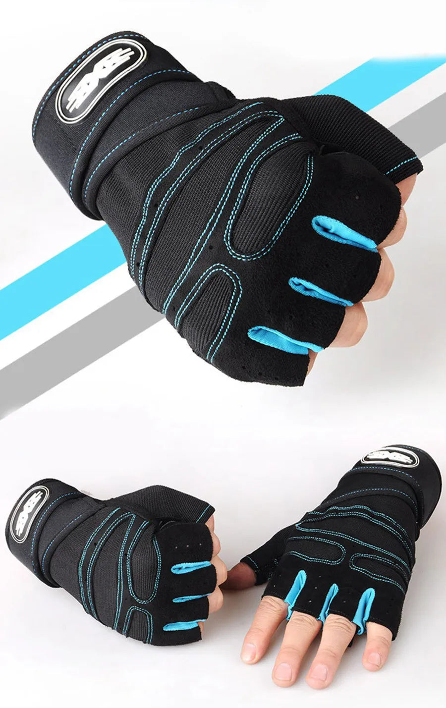 Workout Gloves for Men Women Half Finger Glove with Wrist Wrap for Sport Weight Lifting Training Bicycle Motorcyclist Gym Glove