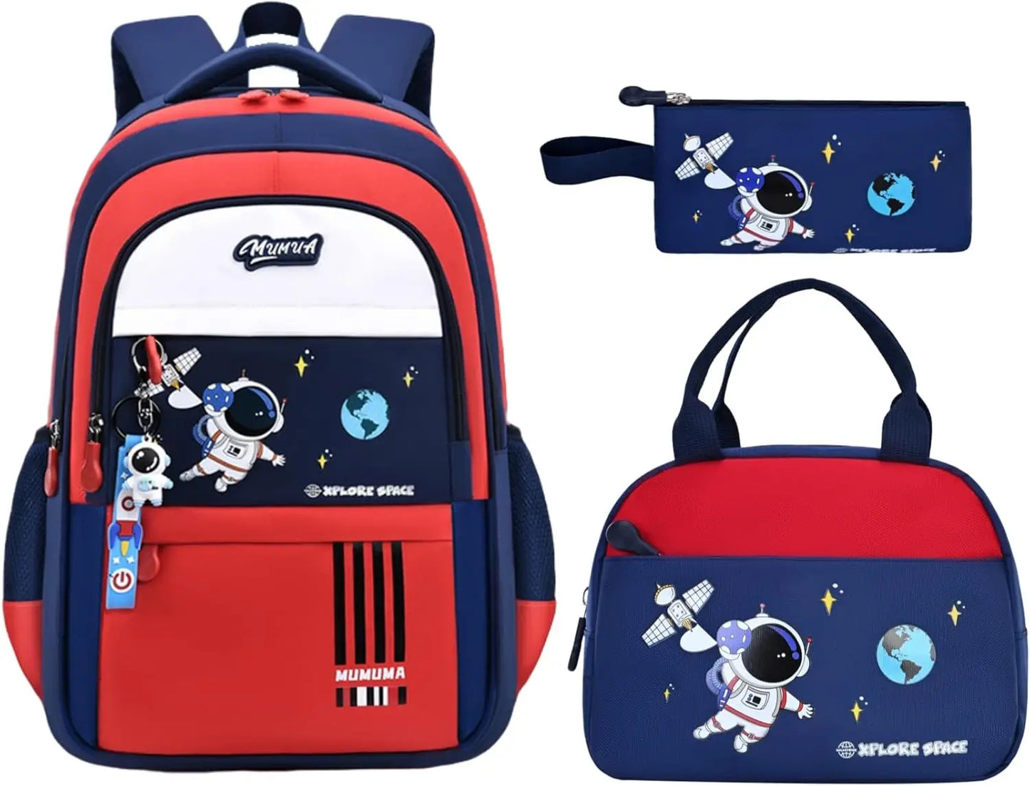 Boy Backpack Schoolbag for Boys Girls, School Bags, Waterproof Kids Bookbag Backpacks with Lunch Box Pencil Case Set