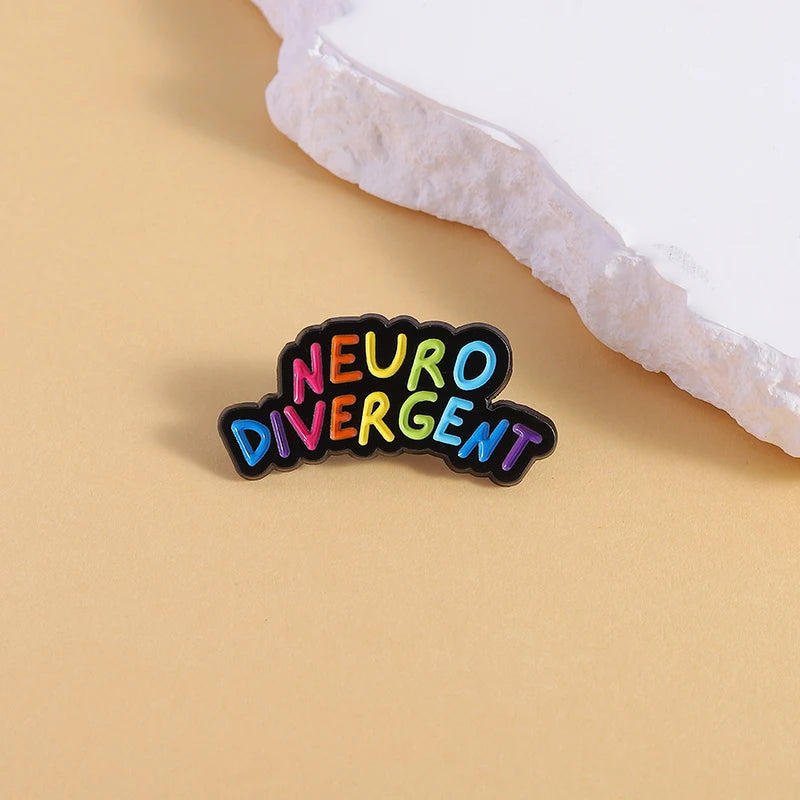 Autism Awareness ADHD Mental Health Enamel Pin Rainbow Neurodivergent Brooch Lapel Backpack Badge Jewelry Gift for Friends