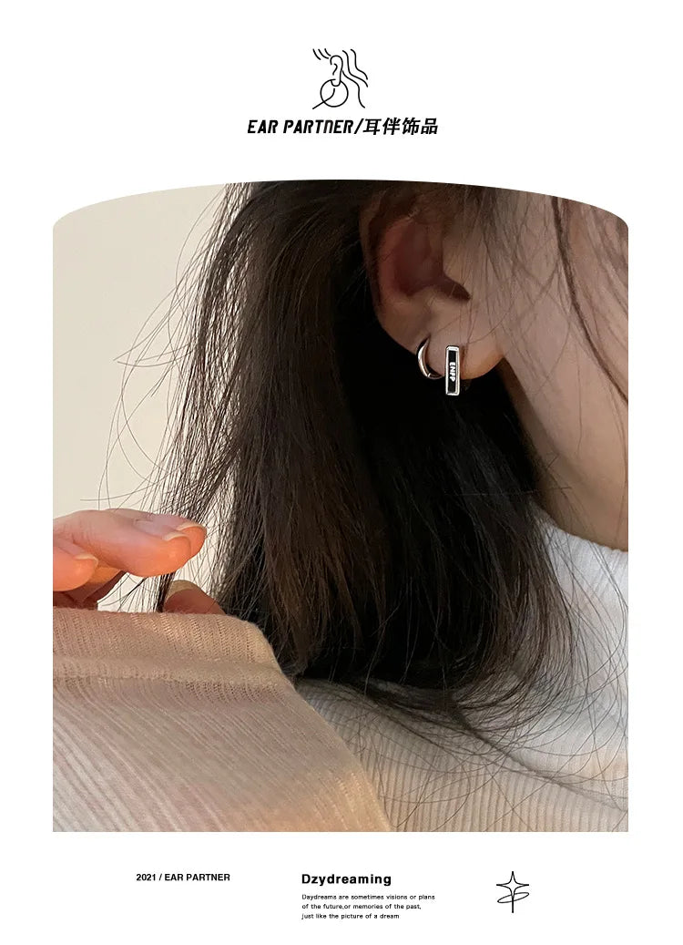Sterling Silver Earrings Sophisticated Personality High End Exquisite Simple Elegant Letter Shaped Ear Accessories for Women