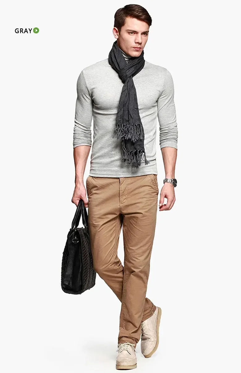 Thermal Underwear Tops Men Spring Clothes Thermal Shirt Autumn Men's Winter Tights High Neck Thin Slim Fit Long Sleeve T-shirt