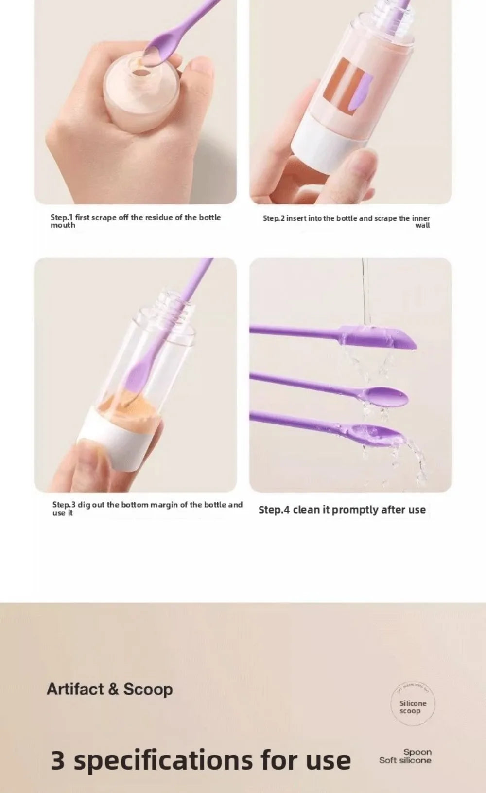 3pcs Portable Mini Silicone Scraper Soft Lengthened Face Mask Brush Double-head Cosmetic Digging Spoon Makeup Brushes Set