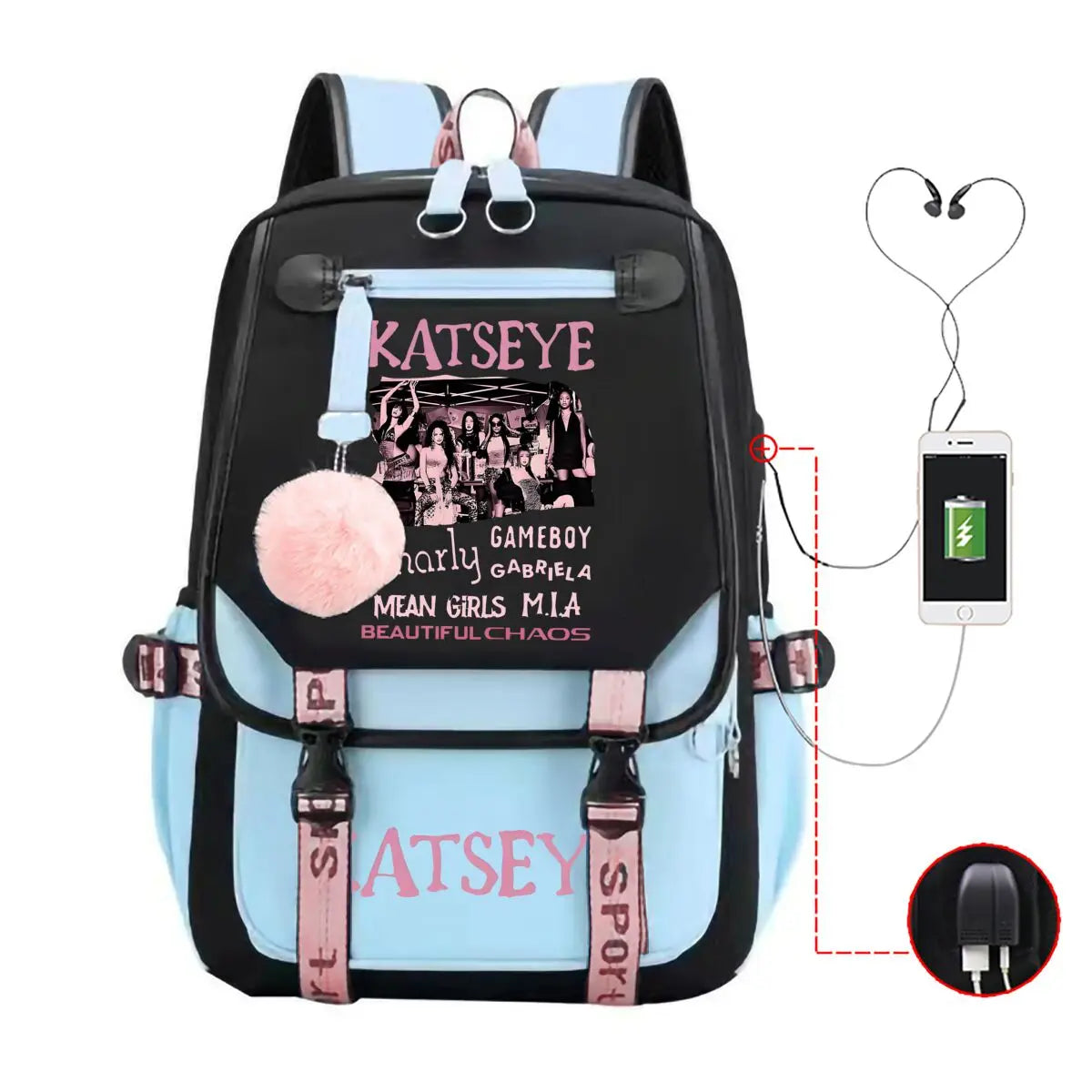 Trendy Girl Group School Bags for Students Girls Large Capacity Travel Book Bag Usb Charging Laptop Backpack Children Backpacks