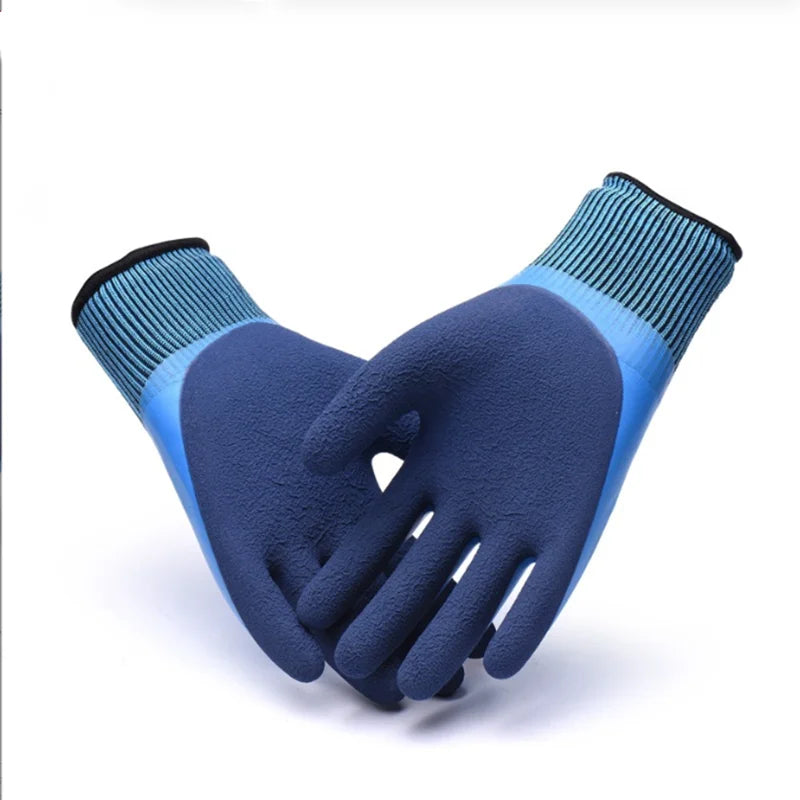 The Labor Protection Wear-resistant and Warm Gloves Are Double-layer Impregnated with Rubber Waterproof Anti-slip and Practical