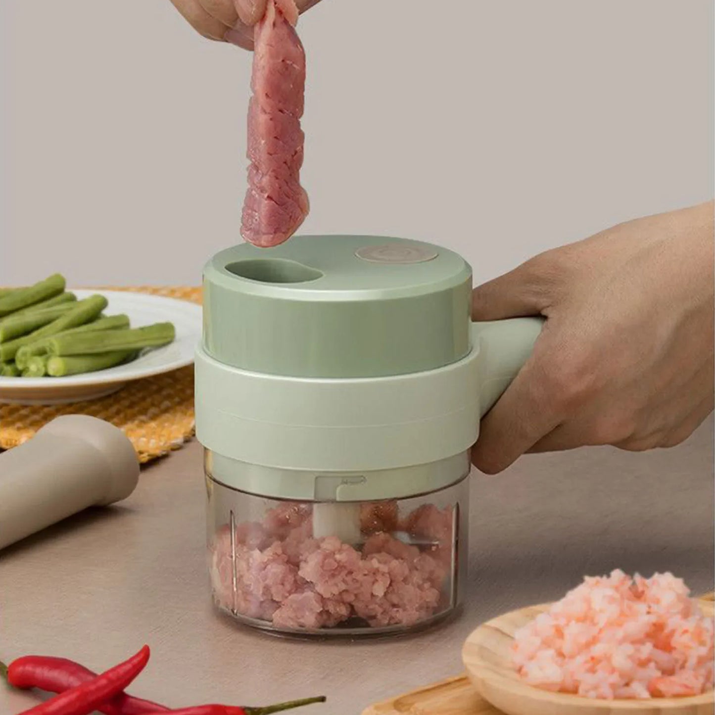 4-in-1 Handheld Fully Automatic Electric Vegetable Slicer, Peeler, Portable Multi-functional Kitchen Tool Blender, Wall Breaker