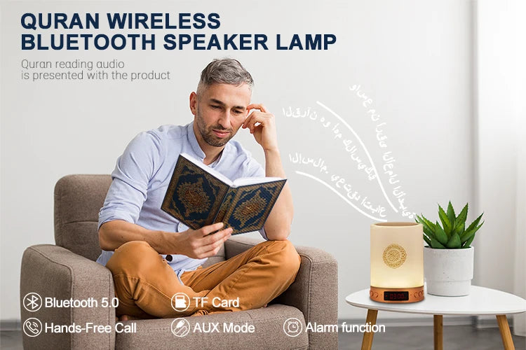 Islamic Wireless Portable Quran Speaker LED Night Light Koran Lamp With AZAN Clock Mp3 Player Muslim Gift Veilleuse Coranique