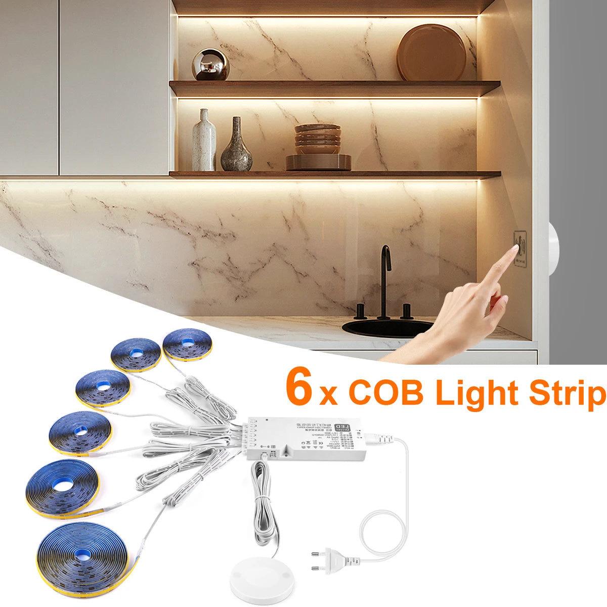 Embeddable Linear COB Strip Light Self-Adhesive LED Tape Home Office Shop Wood Grain Grille Curtain Wall Embedded Ceiling Decor