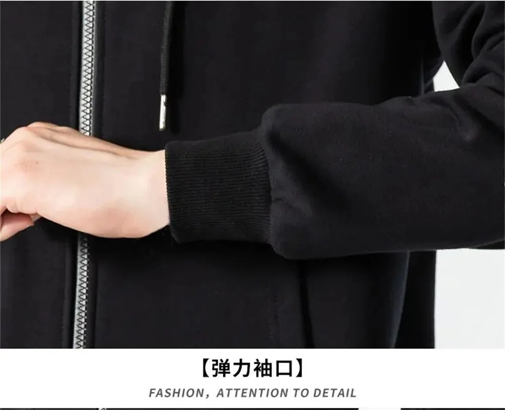 Umbrella company 2025 Men's long Hoodies Spring And Autumn Solid Color Zipper Pullover Comfort Harajuku Top Sweatshirts