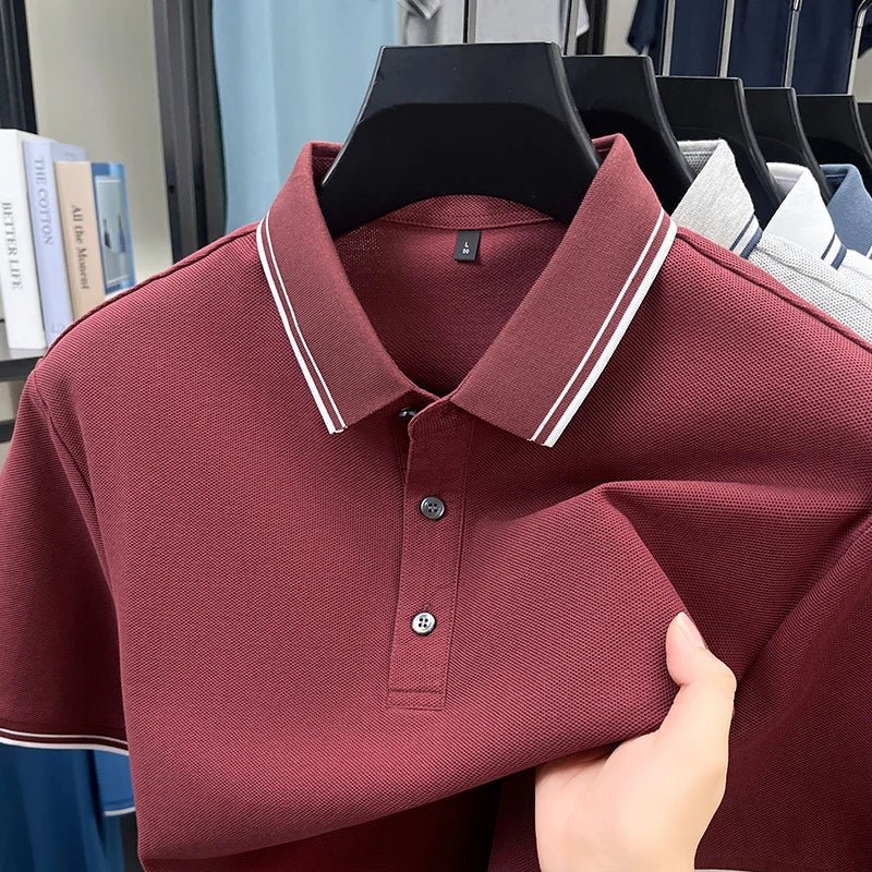 100% pure cotton men's polo shirt summer new fashion casual short sleeve comfortable luxury new simple solid color lapel T-shirt