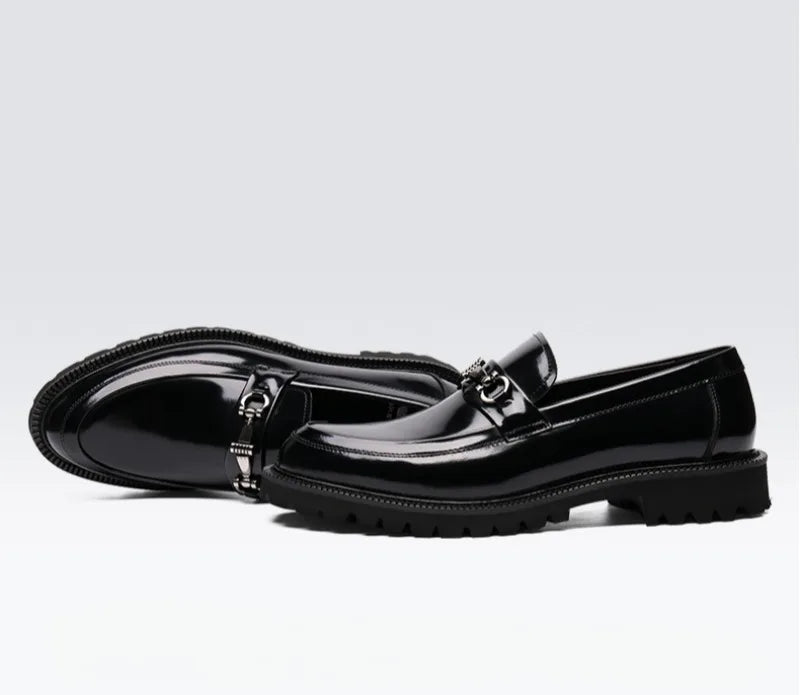 Men's Dress Leather Shoes Horse Street Buckle High Quality Men's Oxford Shoes Wedding Party Office Formal Shoe Large Size 38-48