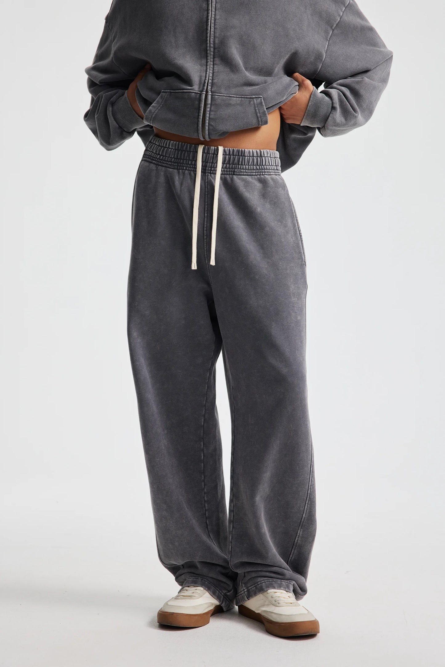 Retro Wax Printing Acid Washed Sweat Pants Distressed Personalized 100% Cotton Mens Sweatpants Athletic Drawstring Jogger Pants