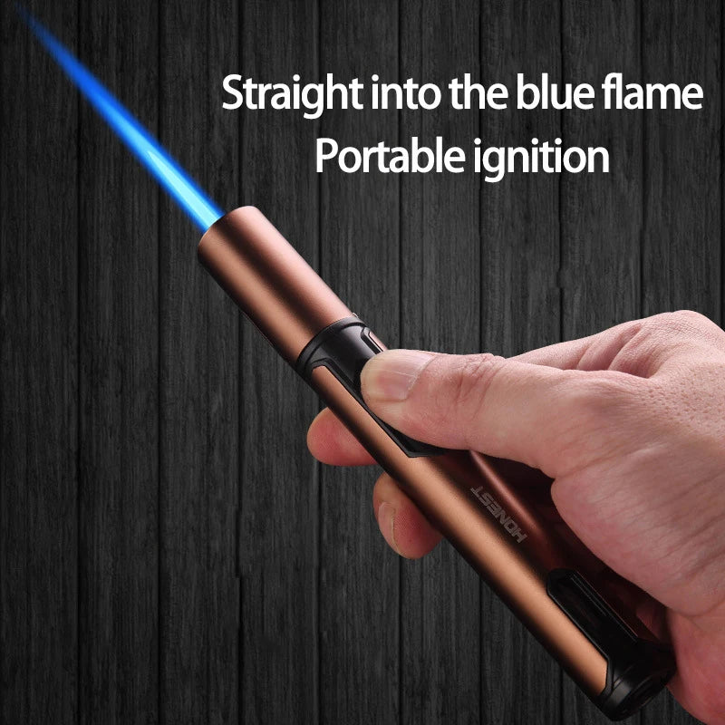 HONEST Metal Windproof Lighter Refillable Pen Torch Lighter Jet Flame Butane Lighter Kitchen BBQ Candle Camping Men's Gadget