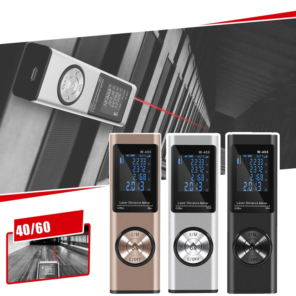 Mini Laser Rangefinder Laser Tape Measure Digital Laser Distance Meter Angle Measure Range Finder Portable Construction Tool