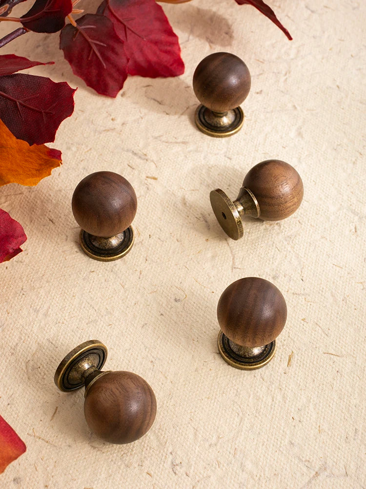 The Furniture Is Made Of Antique Walnut Wood With Solid Brass Small Handles Wardrobe Handles Kitchen Drawers Single-Hole Knobs