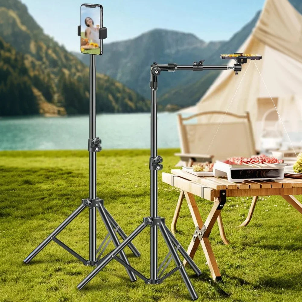 Phone Tripod Adjustable Horizontal Overhead Tripod Cell Phone Tripod Stand for Filming Video Recording Live Stream