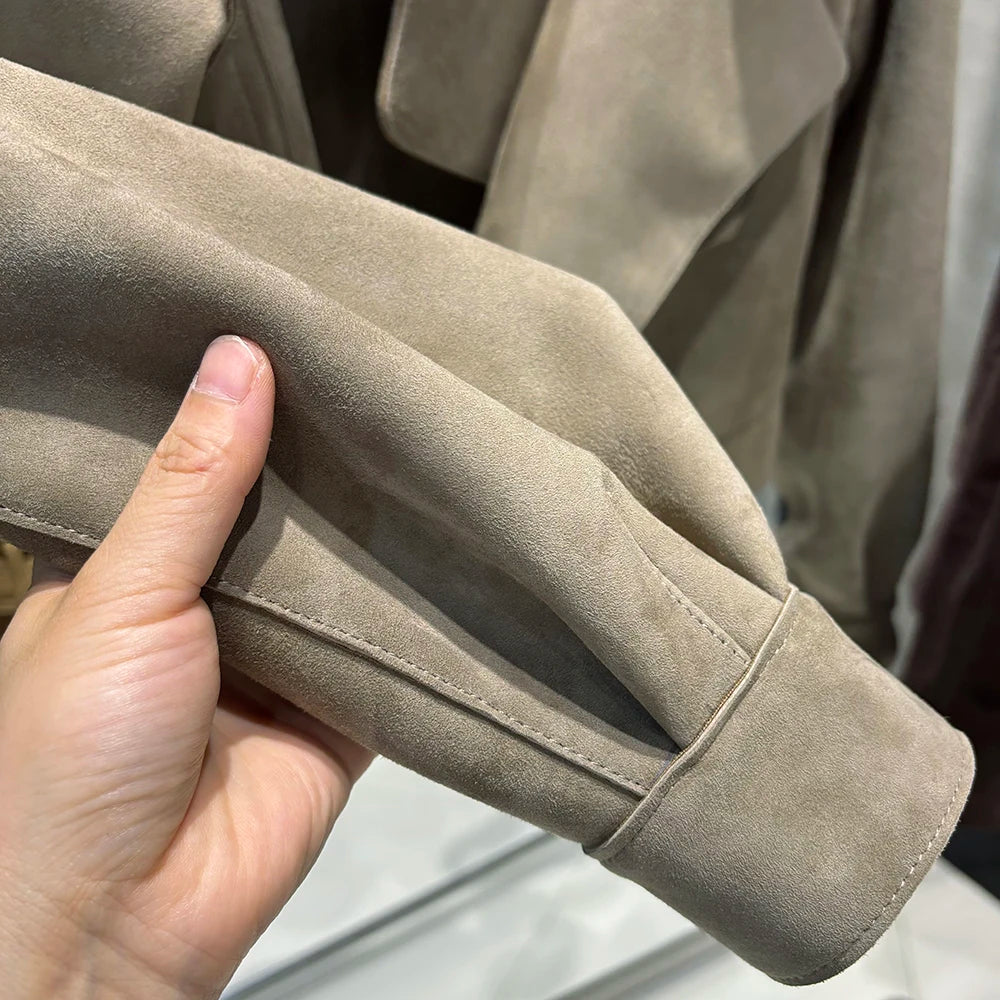 YOLOAgain Oversized Real Leather Jacket Women Sheepskin Coat