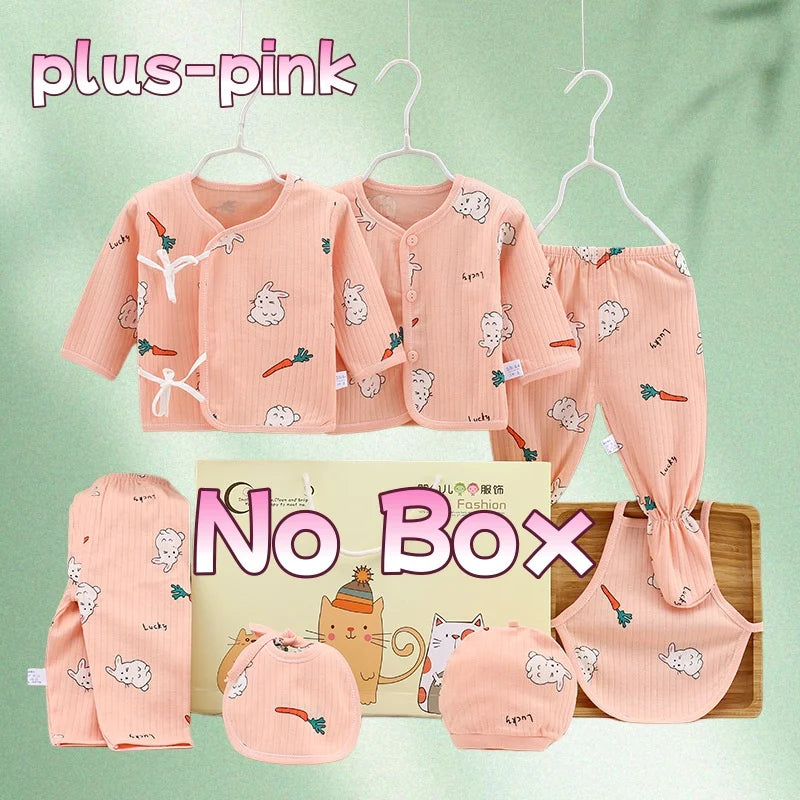 Newborn Baby Boy And Baby Girl Clothes cartoon long Sleeve Bodysuit+Pants+Hat 7pcs Set