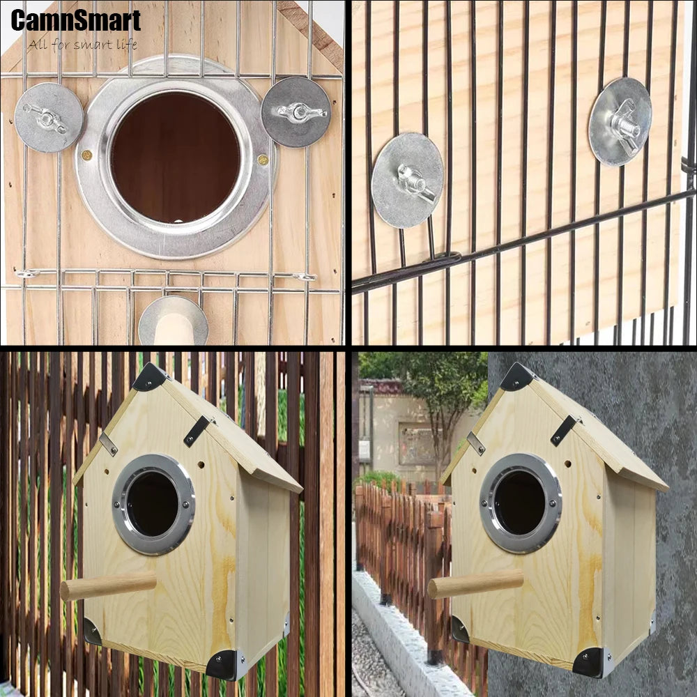 4MP Tuya Bird Houses WIFI Camera For Pet Birds Activity Remote View Watching Wild Natural Wooden Care Nest Box Day Night Vision