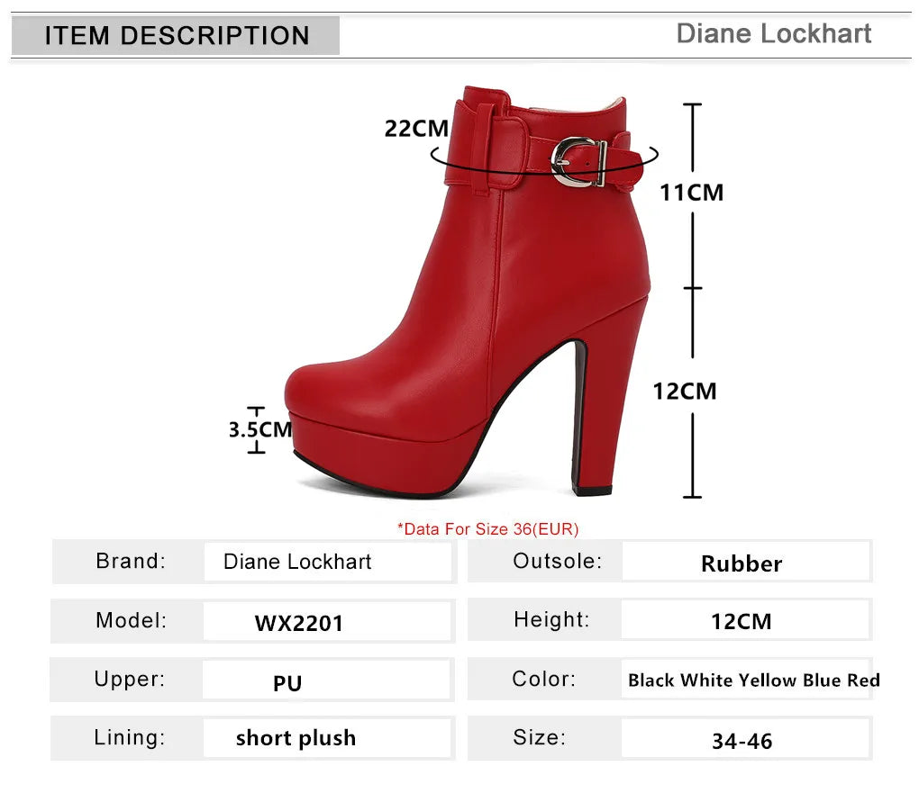 Women Shoes Fashion Short Boots Autumn Winter Sexy Platform Ankle Boots For Women Black Red Yellow White Lady Shoes Large 34-46