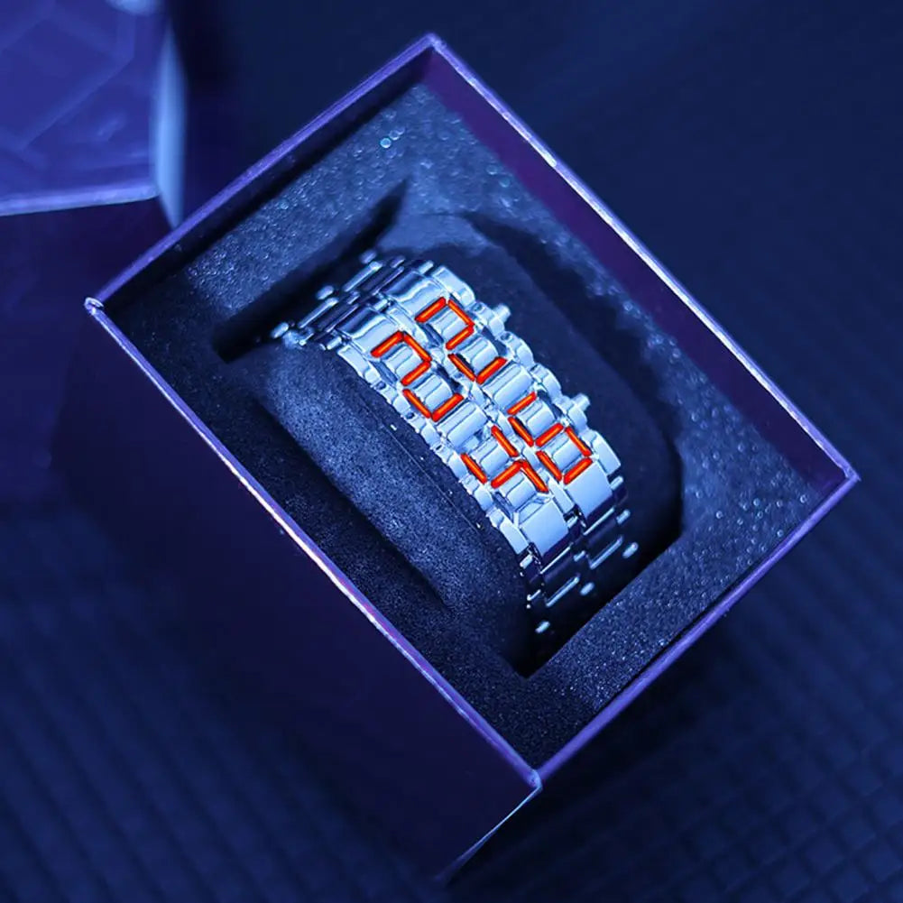 Men Digital Watch Large Screen Electroplated Men Watch Male Binary Steel Band Electronic Sport Watch Relogios Masculino
